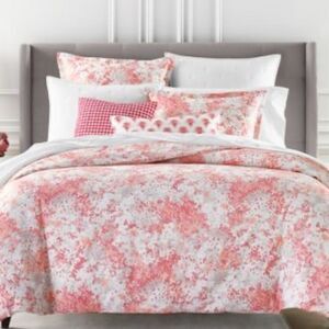 SKY Bloomingdale's Abstract Floral Sunset‎ Coral KING Comforter Cover Set